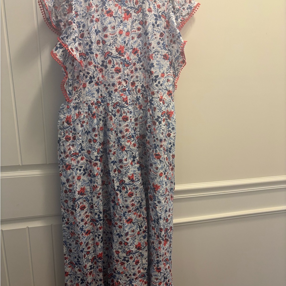 Ann Taylor Floral Maxi Dress - Red and Blue